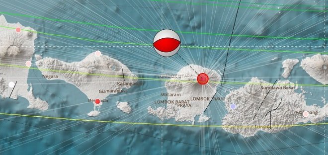 peta lokasi gempa lombok